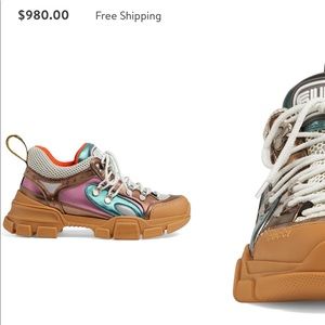 Gucci freshtrek metallic leather sneakers 6.5